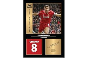 Icons Wall Art – Steven Gerrard Liverpool Legends A4 Printed Photo Display – Digitally Reproduced Signature – Football/Soccer Fan Gift – Unframed Liverpool Memorabilia Poster