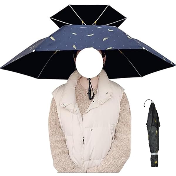 Chapeau Parapluie Portable Mains Libres - Parasol Chapeau Pour Plage, Pêche & Outdoor 50cm