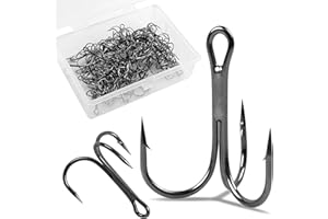 SHADDOCK Triple Hameçon Pêche Aigus Crochets - Noir Petit Rond Bend Triple Crochet pour Dur Leurre