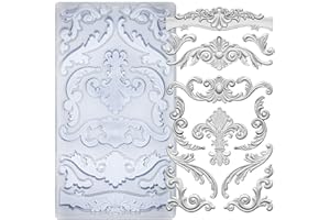‎FUNSHOWCASE Silikonform Barock Fondant Form für Lehm Ton Gips römisches Relief Retro Schriftrolle Rand