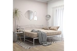 Gecheer Estructura de Sofá Cama Extraíble de Metal Sofá Cama Metálica Diván Cama Salón Habitación Habitación Dormitorio Balcón Blanco 90x200 cm