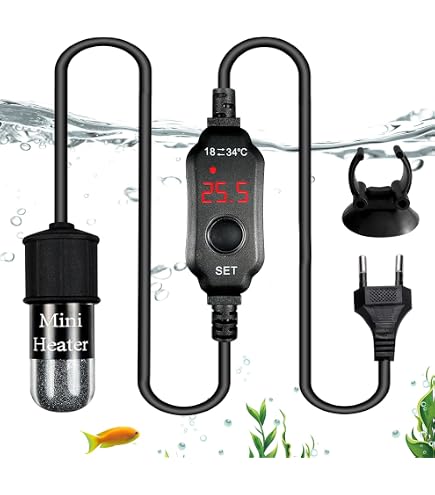 Riscaldatore Per Acquario 25W, Termostato Digitale Con Display LED Regolabile 15-34°C - Per Vasche 8-25 Litri