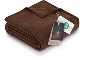 Ibena Porto Decke 150x200 cm – Baumwollmix weich, warm & waschbar, Kuscheldecke braun einfarbig