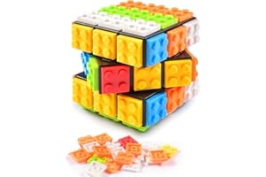 QOOLOO 3x3 Speed Magic Cube, 3D Puzzle Magic Cube, 2 in 1 Build-on Brick Magic Cube, Brain Bricks and Teaser Puzzle Classic Toy Compatible with Lego for Kids Adults Boys Girls Gift