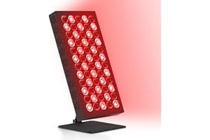 Trayvespace Red Light Panel, 50W High Power 660nm& 850nm Near Infrared Lamp with Cooling Fan, 10/20/30min Timer, 5 Brightness Infrared Light Lamp for Home, Office(UK Plug)