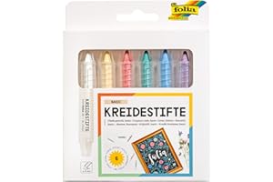 ‎FOLIA folia 370609 - Kreidestifte Set Basic, 6 Kreidemarker sortiert in 6 verschiedenen Farben, zum Malen auf Tafel, Glas, Papier und anderen glatten Oberflächen