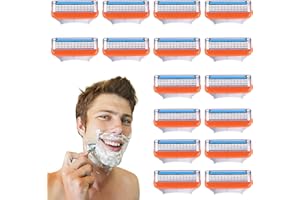 Muodeco Kompatibel Fusion 5 Klingen,16 Stück Rasierklingen für Nassrasierer Herren Herrenrasierer-Geschenk Orange