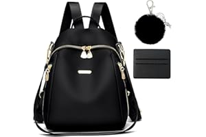 Pluvyze Zaino Donna Elegante Zaino Donna Antifurto Viene Fornito con 1 Porta Carte e 1 Ciondolo di Peluche Grande Capacità Design Della Borsa Regolabile PUò Essere Usato Come Regalo (Nero)