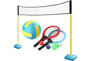 DE VES SPORT DEVESSPORT Juego 3 en 1 de Exterior para Niños | Vóleibol, Tenis y Bádminton con Accesorios Incluidos | Set Deportivo Infantil para Jardín o Playa