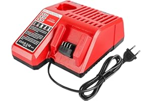 QUPERR Szybka ładowarka 3 A M12 & M18, kompatybilna z Milwaukee 12 V 18 V akumulator litowo-jonowy M12 3 Ah M12 4 Ah M12 5 Ah M12 6 Ah M18 3 Ah M18 4 Ah M18 5 Ah M18 6 Ah