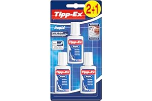 BIC Tipp-Ex Rapid, Correction Fluid Bottle, High Quality Correction Fluid, Excellent Coverage, 20ml, Pack of 3, white