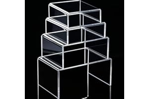 CHUANGDI 4 Pièces Risers d'Affichage en Acrylique Transparent, Montages d'Étalage de Risers d'Affichage de Bijoux Outils de Vitrine (3.3, 4.1, 5, 5.7 Inch)