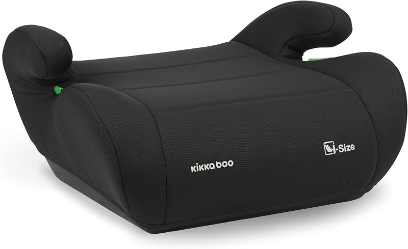 KikkaBoo Alzador Coche Niño i-UP, i-Size, 125-150 cm, Silla Coche Grupo 3, de 7 a 12 años, de 22 a 36 kg, Elevador Coche, Fácil Instalación con Cinturón, Negro