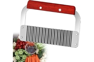 SHUUL Crinkle Cutter Knife Potato Chippers Stainless Steel Potato Carrot Chip Vegetable Crinkle Wavy Chopper Cutter Wooden Handle Serrator Chopping Knife