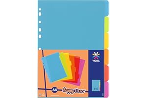 Viquel - Lot de 6 intercalaires en plastique - Format A4 (21x29,7cm) - Pour classeur A4 - Coloris fluo