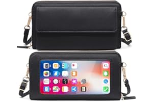 HNOOM Bolsos Bandolera para Mujer Bloqueo RFID Carteras para Mujer Bolso para Movil Bolso Monedero Movil Mujer Billetera Mujer con Correa Ajustable Bolso Bandolera Móvil con Pantalla Táctil