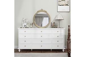 DEZAGCE Cassettiera bianca con 12 cassetti, credenza, cassettiera con 12 cassetti, armadio multiuso per soggiorno, camera da letto, corridoio, MDF, 160 x 40 x 80 cm