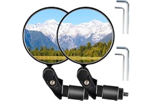 WOUMON 2 Pcs Bike Mirror, 360° Rotating Bike Mirrors Rear View Handlebar,Bicycle Mirror for Mountain Bikes,Road Bikes