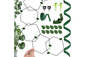 KAKVEIAI 18PCS, Rankgitter für Kletterpflanzen, Pflanzenrankenstütze, Rankhilfe DIY, Kettenspalier für Kletterpflanzen, mit 1M Bändern und 10pcs Haken, für Ranken, Pothos Indoor & Outdoor Schwarz