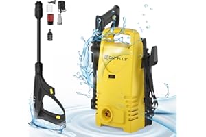 HSHA Nettoyeur Haute Pression 1800W,140Bars 380l/h Nettoyeur Haute Puissance avec buse réglable de 0 à 180°, Pistolet et Flexible Haute Pression 7m pour Le Nettoyage des Voitures, des terrasses,des patios