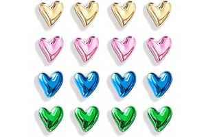 Janlifian 16PCS Gold Fridge Magnets Cute Heart Decorative Magnets Small Gold Pink Green Blue Summer colors Refrigerator Magnets Home Kitchen Magnet Set Colorful Magnetic Decoration