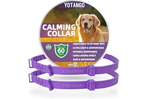 YOTANGO Collare Calmante per Cani, Collare Calmante Regolabile per Cani, Impermeabile Collare Calmo per Cani, Naturale Feromoni 60 Giorni Collare Anti-Ansia per Cuccioli Cani di Grossa Taglia Viola-2 Pz