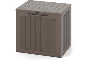 GIANTEX Contenitore per esterni, 96 l, grande scatola da giardino resistente alle intemperie, con coperchio bloccabile e trama intrecciata in rattan, organizer per attrezzi da piscina e giardino