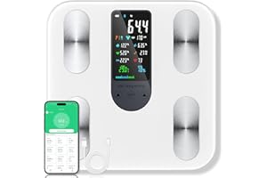 RWSRW Báscula Grasa Corporal Báscula de Baño Digital Balanza Peso Corporal con Pantalla Grande, Básculas Inteligentes Bluetooth con 22 Mediciónes