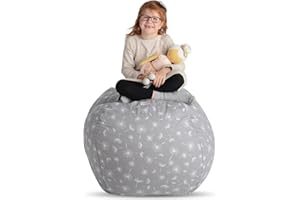 Creative QT Stuffed Animal Storage Bean Bag Chair - Stuff 'n Sit Organization for Kids Toy Storage - Large Size (33", Dandelion)