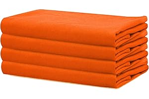 SWEETNEEDLE Sweet Needle - Paquete de 4 - Servilletas de Gran tamaño 100% algodón 45 CM x 45 CM (18" x 18"), Naranja - Tela Gruesa para Uso Diario con Esquinas Redondeadas