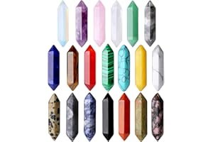 ‎QINJIEJIE QINJIEJIE 20 Stück Edelsteine Sechseckige Kristalle Heilsteine Set Reiki Stein Amethyst Tigerauge Rosenquarz Heilende Kristall Edelstein Esoterik Geschenke Chakra Steine Spirituelle Deko