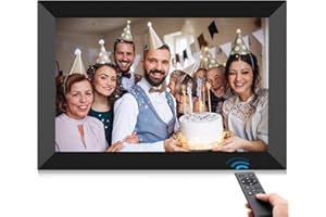 YENOCK Cadre Photo numérique IPS Cadre Photo électronique 16:10 Mise à Niveau Design Photo/Musique/Vidéo Player/Calendrier/Alarme avec télécommande, Support magnétique, Montage Mural 8 Pouces