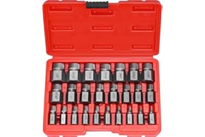 HATANSE Juego de 25 Extractor de Tornillos, Profesionales Extractor de Tornillos Rotos, Extractores de Tornillos Izquierdos para Remover Pernos, Tornillos y Tornillos de Cabeza Hexagonal Rotos