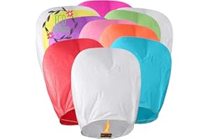 ANDERK Set of 10 Multicolor Eco Friendly Chinese Sky Lanterns for Christmas, New Years Eve, Chinese New Year, Weddings & Parties, 100% Biodegradable