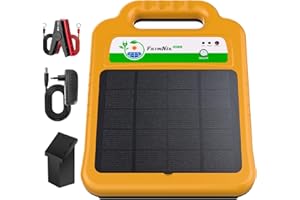 ZHFEIIRU 16KM Solar Pastor Electrico ,8KV pastor electrico Cerca eléctrica Controlador para caballos, 0.2J Cerca eléctrica Pastor para Cría de animales pastores, para Granja Pastar Jardín (Oange)