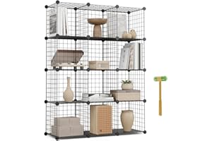 NEWLUX - Estantería Almacenaje Multiuso 12 Cubos (125x94,5x31,5 cm), Hasta 120Kg Capacidad. Estantería Metálica de Hierro Modular | Zapatero o Armario Abierto, Negro