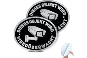 ‎SINMAO SINMAO Videoüberwachung Schild Metall 2 Stück Alu Hinweisschild Videoüberwachung Mit Schrauben Kamera Überwachung Schild, Mit Selbstklebeband