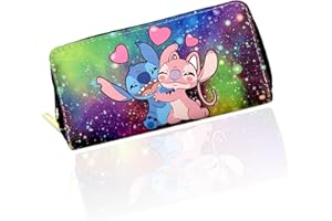Yoimckay Stitch Portafoglio Bambin,portafoglio carino Carino Carone Animato Portafogli in PU,Portafogli con Zip alla Moda,Ragazzi e Ragazze Regalo Compleanno(Viola)