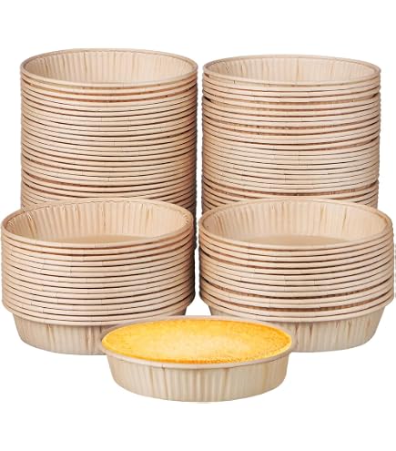 100 Stück Runde Kuchenformen Aus Papier – Ø 9,2 Cm, Hitzebeständig Bis 220°C, Für Ofen, Heißluftfritteuse & Mikrowelle (Gelb)