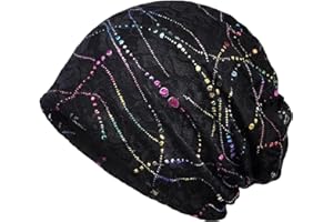 TERYNANLE Sleep Cap for Hair Loss, Cotton Slouch Beanie Hat for Women Floral Lace Turban Beanie Skull Cap, Soft Chemo Headwear for Sleeping Yoga Running Cycling, Breathable Sport Cap Headwrap Classic Baggy Hat