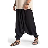 The Veshti Company Men's Goa Groove Harem Pants | Breathable Cotton Boho Joggers with Relaxed Fit for Yoga, Dance, Travel & L