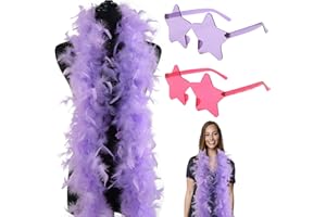 TUBAWD Feather Boa, Feather Boas, Colorful Feather Boa for Crafts Fluffy Purple Feather Diy Girl's Fancy Dress Accessories Carnival, Dancing Wedding Party