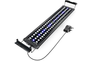 Honpal 10W 800 lumen Luce per acquario a LED con timer, lampada per acquario con supporto regolabile, per acquario d'acqua dolce/marino da 40-60 cm