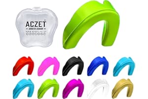 ACZET Mouth Guard Boxing Gum Shield Slim Fit Sports Mouthguards Adult Senior Junior Kids Youth for School Combat Sports Rugby Soccer Hockey MMA Boxing Martial Arts Basketball with Case (<11,Kids Green)