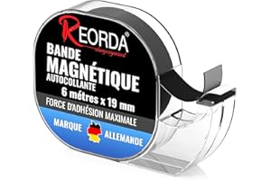 REORDA® Dévidoire de Bande Magnétique Adhésive (FORCE D'ADHÉSION LA PLUS FORTE) Distributeur de Bandes Magnétiques Autocollantes | Ruban Magnétique (6 m)