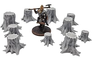 Q P QUALITY PRINTING 3D QP3D – Zestaw 10 Pni Drzew, Rozproszony Teren Fantasy do Gier, Sceneria RPG i Bolt, Skala 28–32 mm, Miniatury, Wargaming, Rekwizyty DnD, Wydruk 3D do Malowania