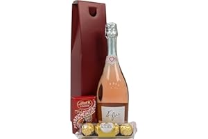 BELLEVUE WINES Sparkling Rose & Chocolates Gift Box - Luxury Gift Hamper - Kylie Minogue Sparkling Rosé Alcohol Free 75cl & Assorted Chocolate - Anniversary, Birthday, Congratulations Gift, For Women and Men