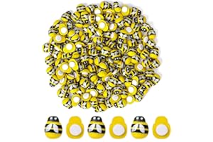 Frdelma Api di Legno, 100 Pezzi Mini Ape di Legno Decorazione autoadesiva Decorazione api Piccola Ape per l'artigianato Fai da Te Scrapbooking Party Wedding Decorazione(9 * 12mm)