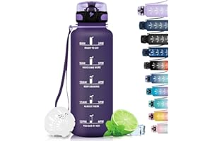 ‎GRSTA Grsta Trinkflasche 1,5 Liter - Trinkflasche Sport, BPA Frei, Trinkflasche Kohlensäure Geeignet, Auslaufsicher, Wasserflasche mit Filter und Zeitmarkierung für Gym, Schule, Büro und Outdoor