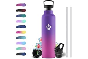 KOLLYKOLLA Botella Agua Acero Inoxidable 750ml, Cantimplora Termo con Pajita y Filtro, sin BPA, Reutilizable, Fácil de llevar, Termo a Prueba de Fugas, Cantimplora para Adultos, Oficina, Escuela, Bicicleta